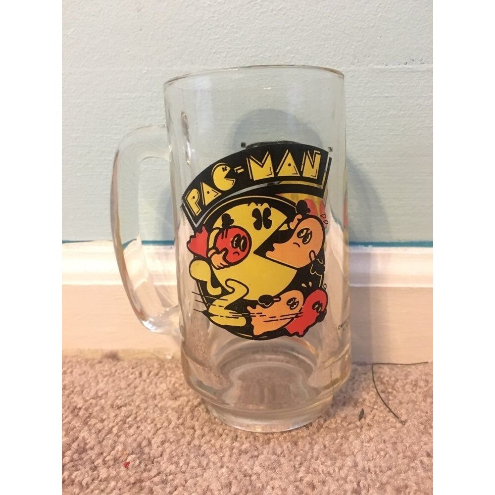 Vintage Pac-Man Glass Beer Mug- Collectible